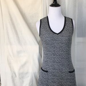 Heather Black White Bias trim pocket knit Dress M